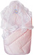 Конверт-одеяло на выписку с вуалью сатин(жаккард) розовый